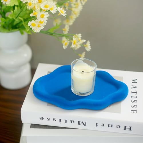 Jewelry Dish Trinket Tray for Women, Ring Dish Holder, Unique Cloud Shape Ceramic Plate Cute Things Vanity Aesthetic Room Decor Mother's Day Birthday (Klein Blue) - color: Klein Blue