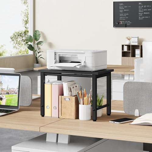 Gewudraw Printer Stand-Desktop Shelf Storage Organizer for Printers,Small End Table, Book Shelf and Wooden Desk Shelf for Home Office, Black - color: Black, size: 1 layer