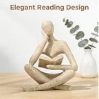 1PC Abstract Reading Thinker Statue, Resin Modern Art Sculpture for Bookshelf Coffee Table Home Office Decor (Beige)