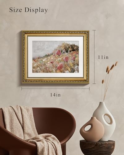 VIYYIEA Gold Framed Wall Art Canvas Print Home Decor Flower Art Vintage Botanical Print Rustic Farmhouse Wall Decor Mid Century Modern Art Coastal Floral Room Decor Wall Pictures Bedroom 11x14in - color: Blossom, size: 14"L x 11"W