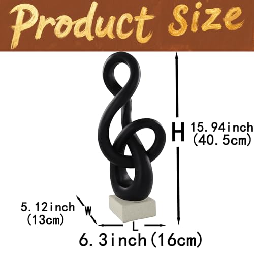 16" Modern Abstract Ribbon Decorative Sculpture, Knot Sculptures,Home Decor,Coffee Table Statues,Dining Living Room Desk Decor,Musical Note,Black - color: 16" Black
