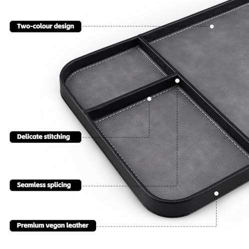SENEN Leather Tray, Stylish and Organized Multifunctional Tray, for Table Entryway, Premium PU Leather, Catchall Tray for Keys, Watch, Wallet, Jewelry, and More (Black Frame) - color: Black Frame