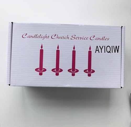 100 pcs Church Candles with Drip Protectors for Devotional Candlelight Vigil Service, Unscented White 5" H X 1/2" D, No Smoke, Shabbat, Praye - color: 100 White Color