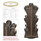 Ikee Design Two-Sided Rotating Wooden Jewelry Bracelet Display Stand-6 Removable Holders, 3 Tier Bar Bangle Organizer-Perfect for Bracelets and Jewelry Display, Dark Brown Color - color: 2) Dark Brown, 6 Bars