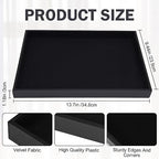 Velvet Jewelry Tray for Drawers Black Jewelrys Display Tray Stackable Jewelry Organizer Trays for Necklace Bracelet Ring Watch (4, Black)