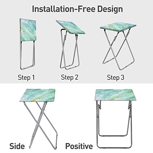 Garden 4 you Folding TV Tray Table TV Dinner Table with Sturdy MDF Top,Eating Trays for Living Room with No Assembly Required 15 x 18.9 x 26 in(Sea Blue,1PC) - color: Sea Blue, size: 1pc