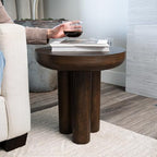 Maven Lane Owen Modern Side Table, 19" Compact Design - Bold Accent Table, Round Night Stand with Aged Brown Finish and Durable Rubberwood Base - Statement Making Style for Living Room or Bedroom - color: Aged Brown