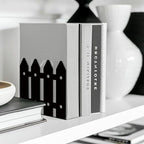 Peacoblue Metal Bookends for Shelves, Modern Decorative Heavy Duty Study Book Support Stoppers for Office, Desk, Shelf, Room 5.3"x4.3"x4.9" Cast Iron Simple Tall Bookends, 1 Pair (Farmhouse Fence) - style: Farmhouse and Fence