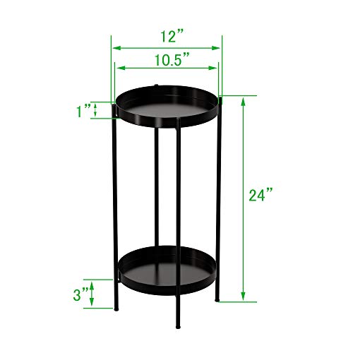 OVICAR Plant Stand Indoor Outdoor - Flower Pot Holder Metal Plant Rack Organizer , 2 Tiers Tall Planter Display Storage Shelf For Home Garden Patio Bathroom Office Living Room Balcony Corner(Black) - color: Black