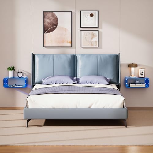 Acrylic Floating Nightstand, Bedside Table, Nightstand Shelf Wall Mounted Bedside Shelf (Blue, Small) - color: Blue