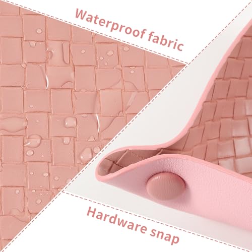 KINIVA 2 Pack PU Leather Jewelry Valet Tray for Men Women,Small Key Bowl for Entryway Table,Portable Travel Catchall Dice Tray (Square-Pink-2pcs) - style: Square-Pink-2pcs