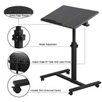 LINGMI Overbed Bedside Desk Mobile Rolling Laptop Stand Tilting Overbed Table with Wheels Height Adjustable Tray Table for Laptop Bed Sofa Side Table - color: Black