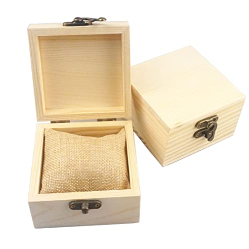 2Pcs/PACK Unfinished Wood Box Gift Wooden Box for your Gift Jewelry Watch (Wooden Box-2PCS/PACK) - color: Wooden Box-2PCS/PACK