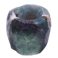 rockcloud Natural Raw Flourite Taper Tea Light Candle Holder Air Plant Holder Healing Stone Home Decoration Figurine - color: Green and Purple