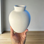 Handmade White Ceramic Vase 6.1 Inch, Farmhouse Boho Tabletop Centerpiece for Living Room, Rustic Wabi-Sabi Decor for Wedding Mantel Shelf - size: 6.1in