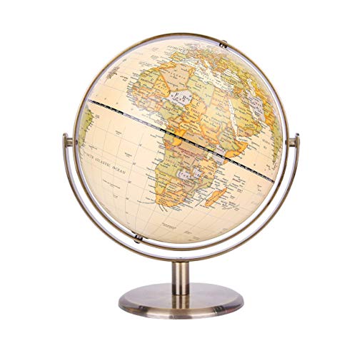 ANNOVA 8" / 20cm World Globe Antique Globe Metal Arc and Base Bronzed Color - All Direction 360° Rotating - Educational/Geographic/Modern Desktop Decoration - for School, Home, and Office (720°) - color: Brown 8"