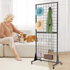 4-Pack 2'x5.5' Ft Gridwall Panel Display Stands Heavy Duty Floor Standing Retail Display Rack with Triangle Base for Retail Art Show With 20 Hooks - size: 4