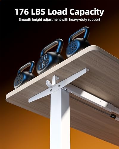 TIQLAB Electric Standing Desk, 47 * 24 Inches Adjustable Height Stand up Desk,Sit Stand Home Office Table with Splice Board, Light Walnut - color: Light Walnut, size: 47*24 inch