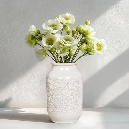 White Ceramic Vase, Minimalist White Vases for Flowers, Modern Decorative Vase for Home Decor, Centerpiece Wedding Dining Living Room Kitchen Decor 9 inch - color: Modern White