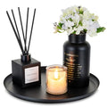 Romadedi Black Decorative Candle Tray - Round Trays Decor for Coffee Table Centerpiece Metal Serving Tray for Kitchen Counter Organizer Modern Farmhouse Home Decorations, 11 Inch