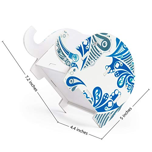 MOKANI Pen Pencil Holder for Desk Cute Elephant Gifts Desk Organizer Marker Makeup Brush Holders Workspace Organizers Office Decor Accessories with Phone Stand Christmas Gifts For Women Men Adults - color: C: Glacial Elephant