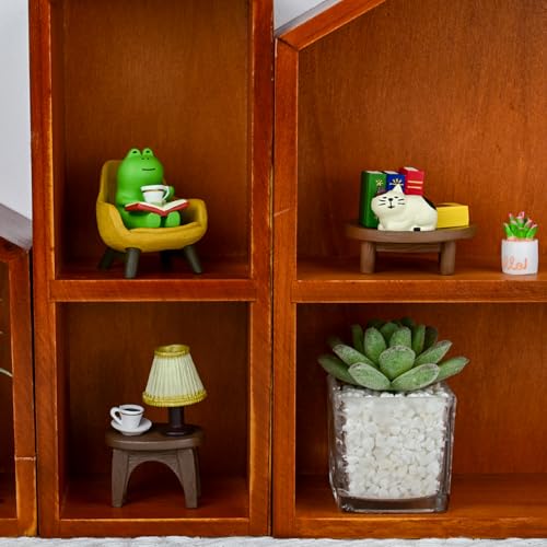 Refintural Miniature Frog Figurines Statue, Adorable Frog Collectibles for Desk and Bedroom Decor, Perfect Indoor Home Decorations and Gifts Set - color: Set7