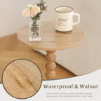 Fultyle Small Side Table, Drink Table for Small Spaces, Modern Martini Table with Solid Wood Leg, Round End Tables Living Room for Bedroom and Office (Rustic Walnut) - color: Rustic Walnut