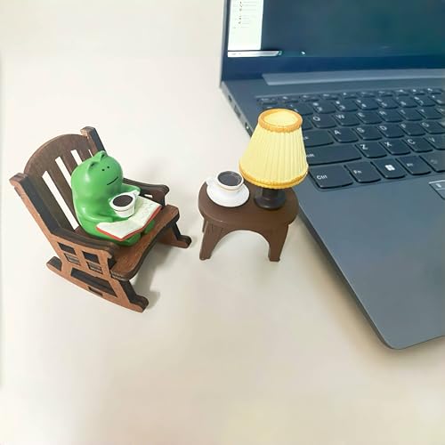 Miniature Frog Figurines Cute Office Desk Decor Mini Frog Shelf Decorations, Funny Accessories for Desk Bookshelf Car Garden