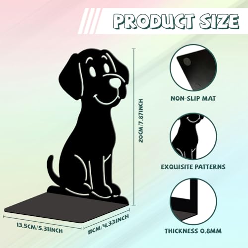 Peacoblue Metal Bookends for Shelves, Modern Decorative Heavy Duty Study Book Ends Stoppers for Office, Desk, Shelf, Room 5.3"x4.3"x7.9" Cast Iron Simple Tall Bookends 1 Pair (Cartoon Dog) - style: Cartoon Dog