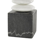Deco 79 Marble Abstract Decorative Sculpture Stacked Stone Home Decor Statue with Black Block Base, Accent Figurine 3" x 3" x 9", White - size: 3" x 3" x 9"