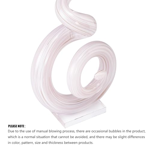 15" Tall Hand-Blown Murano-Style Glass Sculpture Statues Art Ornament Statue Figurines Home Decor Accent Piece Coastal Ocean Nautical Home Decor,Shelf,TV Stand,Tabletop Centerpieces,Wonderful Gift - color: White