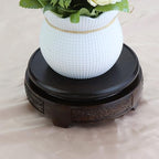 Wooden Display Stand Base 5" x 5" Wood Carved Craft Pedestal Traditional Wooden Base Oriental Antique Display Riser Round Pedestal Stands for Vase Crystal Ball Teapot Stone Flower Pot - size: Round, 5" x 5"