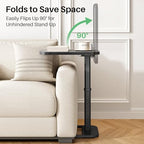 Kitstorack Upgraded TV Tray Table with Panel Lock, 90° Flip-Over Design & Adjustable Height, Sofa Arm Side Table for Eating, Laptop, Couch, Bed, or Small Spaces, Dark Gray - color: Dark Gray, style: Auto-locking