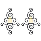 OYEFLY 2 Pcs Metal Wall Candle Sconces,Black Elegant Swirling Wall Decorations (Black)