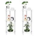 Clear Round Acrylic Side Table Set of 2 for Small Spaces, 11.81" L x 11.81" W x 26.7" H, 3 Tier Small Modern Drink End Table Nightstand, Minimalist Bedside Table for Living Room, Bedroom - size: 3 Tier 2-Pack (26.7"H)