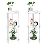 Clear Round Acrylic Side Table Set of 2 for Small Spaces, 11.81" L x 11.81" W x 26.7" H, 3 Tier Small Modern Drink End Table Nightstand, Minimalist Bedside Table for Living Room, Bedroom - size: 3 Tier 2-Pack (26.7"H)