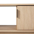 Walker Edison Arundo Fluted TV Stand for TVs up to 65 Inches, 58" TV Stand, Coastal Oak - color: Coastal Oak, size: 58" TV Stand