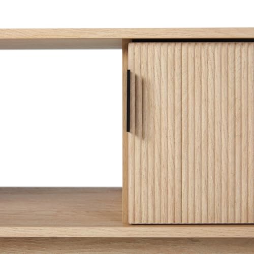Walker Edison Arundo Fluted TV Stand for TVs up to 65 Inches, 58" TV Stand, Coastal Oak - color: Coastal Oak, size: 58" TV Stand