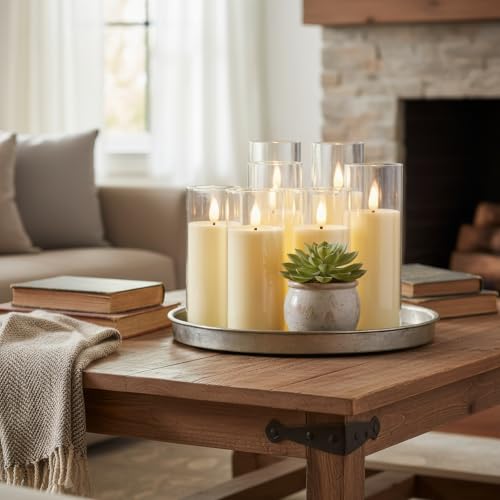 Homemory Ivory Acrylic Flameless LED Candles, Battery Operated with Remote Control and Timer, Electric Fake Candles for Wedding, Home Decor, Set of 9 - color: Ivory