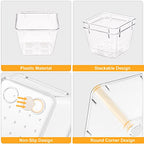 SMARTAKE 28 Piece Drawer Organizers with Non-Slip Silicone Pads, 4-Size Desk Drawer Organizer Trays Storage Tray for Makeup, Jewelries, Utensils in Bedroom Dresser, Office and Kitchen, Clear - size: 28 PCS