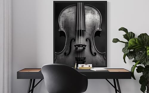 Violin Art Music Poster - Musical Instrumental Wall Art Print - Black and White - Photography Musical Art - Bedroom or Office Living Room Decor 137 (Violin, 16 x 20 inches, Unframed) - color: Violin, size: 20"L x 16"W