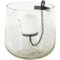 Deco 79 Glass Decorative Candle Holder Candle Stand with Black Metal Accents and Brown Speckles, Candlestick Holder 9" x 10" x 10", Clear - size: 9" x 10" x 10"