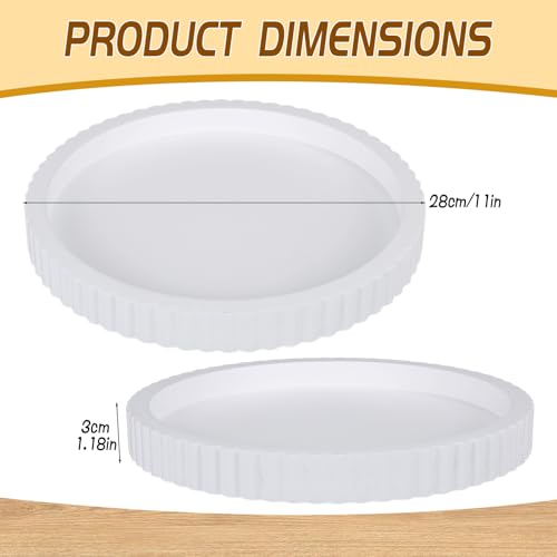 Round Decorative Tray for Coffee Table Decor Home Decor Wood Serving Round Tray Table Centerpiece for Dining Room Kitchen and Housewarming Gift (White) - color: White