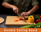 Allsum Large Bamboo Wood Cutting Boards for Kitchen, 1" Extra Thick Butcher Block with Juice Grooves & Handles Resisting to Warping and Cracking, Fancy Charcuterie Boards, 17"L x 12.5"W - size: 17"L x 12.5"W (Single)