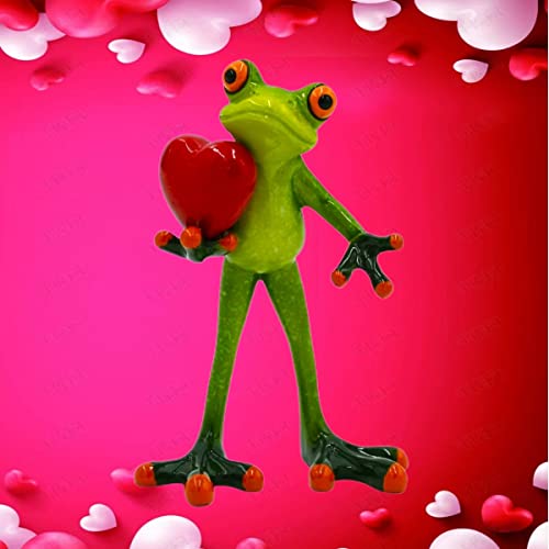 VVGIFTS Frog Figurines Decor Funny Cute Craft Resin Frog Sculpture Statue for Home Office Desk Tabletop Bathroom Decoration, Ornament Gift (Frog Holding Heart) - color: Frog Holding Heart