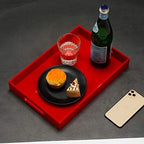 Sturdy Red Acrylic Serving Tray with Handles - 10x15Inch, Coffee, Appetizer, Breakfast, Butler Tray - Kitchen Countertop & Vanity Table Organizer - color: Glossy Red, size: 15" x 10" x 2"