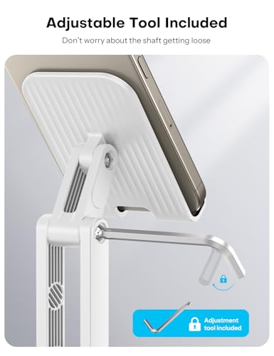 OMOTON Cell Phone Stand for Desk, 2 Pack Adjustable Foldable Phone Holder, 360 Swivel Mobile Stand Fit for iPhone 17 16 15 14 13 Pro Max and All Smart Phones, White & White - color: White & White