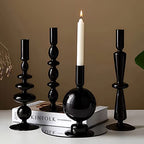 Candle Stick Candle Holder, Glass Candle Holders for Table Centerpiece, Modern Style Black Candle Holder Mixed 4pcs - color: Black