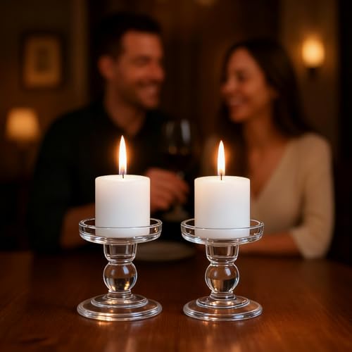 Glass Candle Holders for Pillar Candle, Unity Candle Holder Set of 3 for Wedding Ceremony Set, Candlestick Holder for Table or Home Decoration
