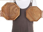 Set of 2 Acacia Wooden Trays Serving Platters Round Square Veggie Serving Tray Decor Bread Charcuterie Board Fruit Hosting Essentials Cheese Platter Vegetable Food Dish Charger Plate Charcuterie Board - size: 8-10 Inch (Pack of 2)